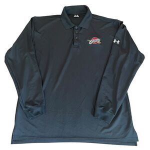 Under Armour Cleveland Cavaliers Long Sleeve Polo Black Dri Fit Mens Size XL